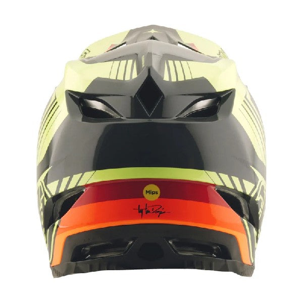 Casque de Motocross D4 Polyacrylite Qualifer Noir/Jaune, Dos