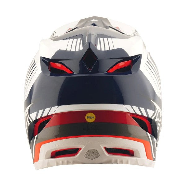 Casque de Motocross D4 Polyacrylite Qualifer Bleu/Blanc, Dos