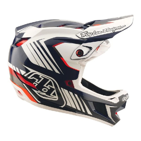 Casque de Motocross D4 Polyacrylite Qualifer Bleu/Blanc, côté droit
