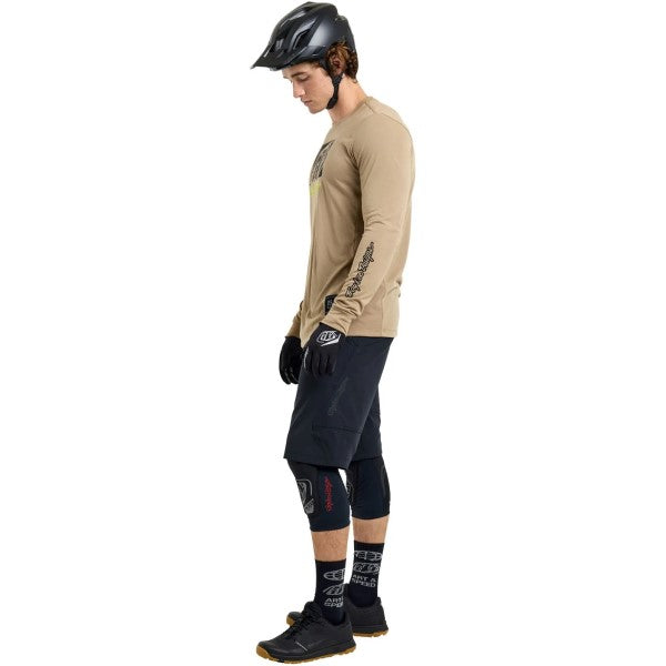 Maillot de Vélo Skyline Ride Scrubbed Manches Longues Beige essayage de droite