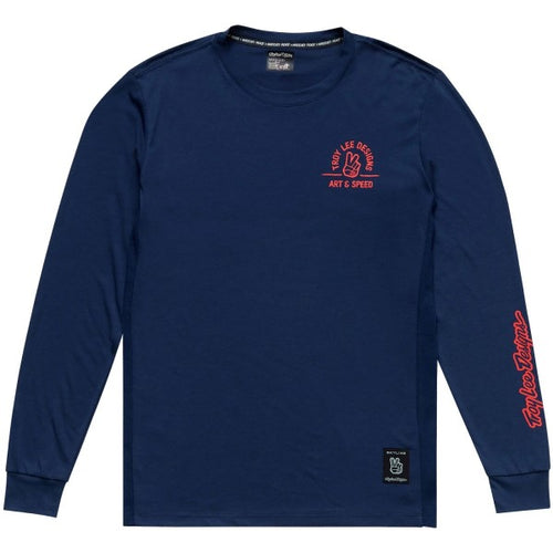 Maillot de Vélo Skyline Ride Locals Midnight Manches Longues Bleu/Rouge de face