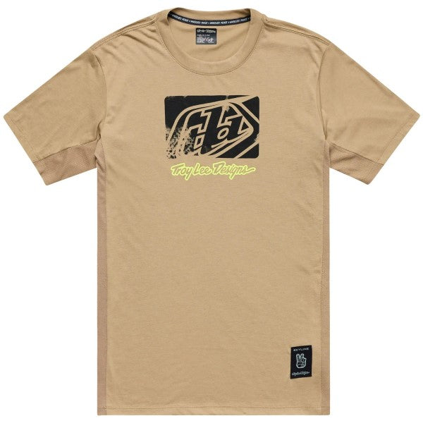 Maillot de Vélo Skyline Ride Scrubbed Manches Courtes Beige de face
