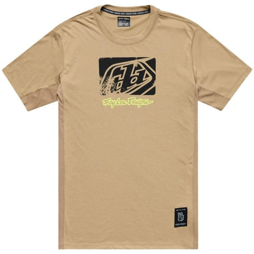Maillot de Vélo Skyline Ride Scrubbed Manches Courtes Beige de face