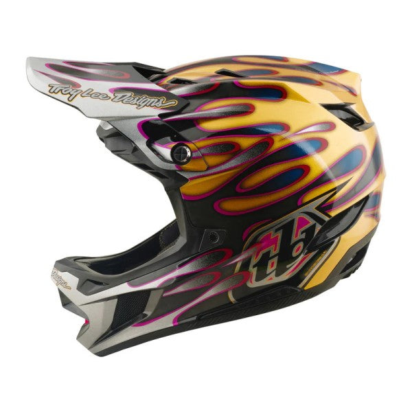 Casque Intégral de Vélo D4 Carbon Overspray/Troylee/noir et or de gauche