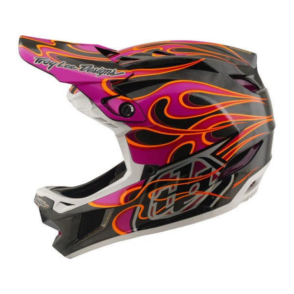 Casque Intégral de Vélo D4 Carbon Torched Carbon/Troylee/noir carbone de gauche