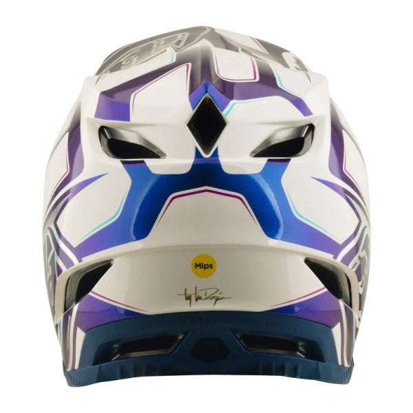 Casque Intégral de Vélo D4 Composite Flared/troylee/blanc bleu arrière