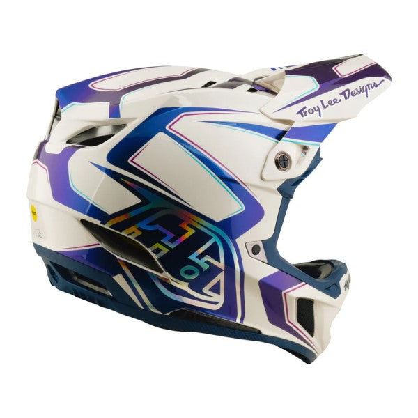 Casque Intégral de Vélo D4 Composite Flared/troylee/blanc bleu de droite