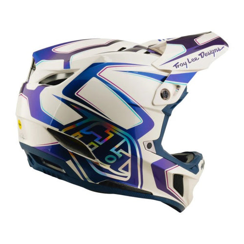 Casque Intégral de Vélo D4 Composite Flared/troylee/blanc bleu de droite