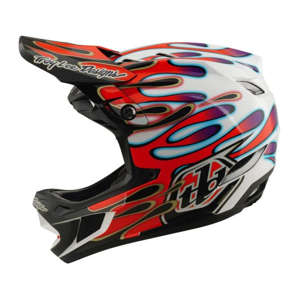 Casque Intégral de Vélo D4 Composite Overspray/Troylee/blanc rouge de gauche