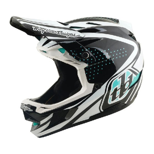 Casque de Motocross D4 Polyacrylite The Line Gris/Blanc, côté gauche