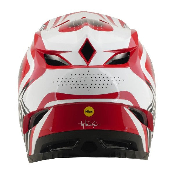 Casque de Motocross D4 Polyacrylite The Line Rouge/Blanc, Dos
