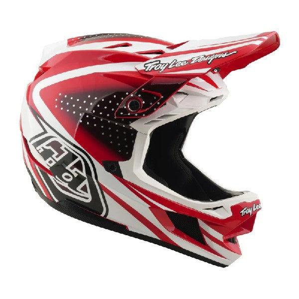 Casque de Motocross D4 Polyacrylite The Line Rouge/Blanc, côté droit 