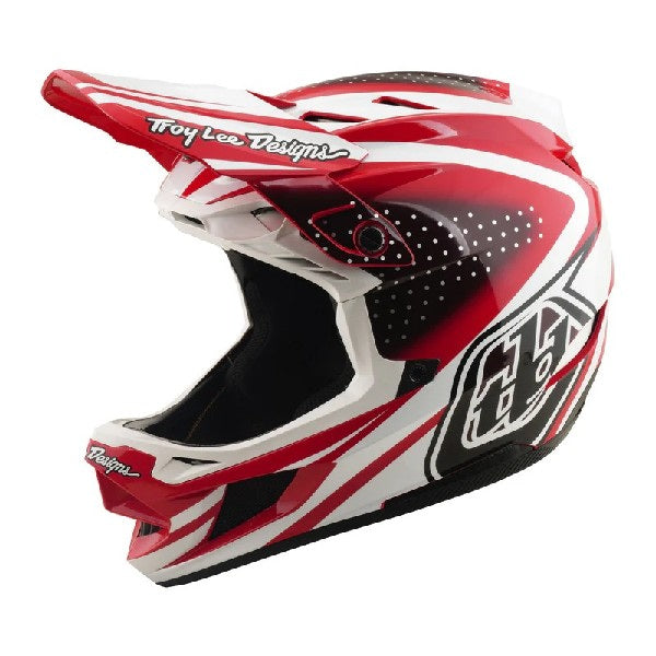 Casque de Motocross D4 Polyacrylite The Line Rouge/Blanc, côté gauche