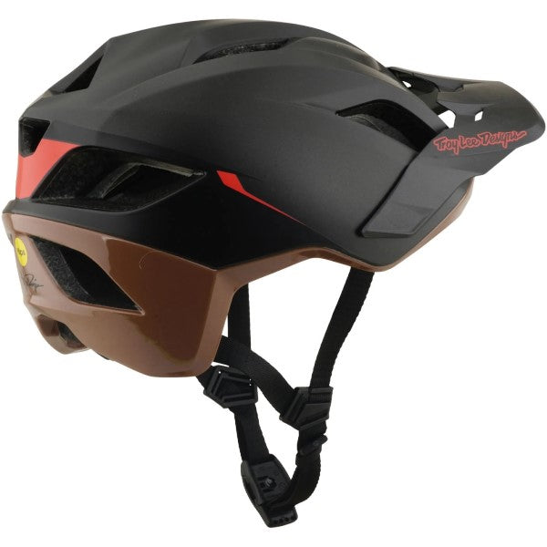 Casque Ouvert de Vélo Flowline SE Stacks MIPS Noir/Brun incliné de dos à gauche