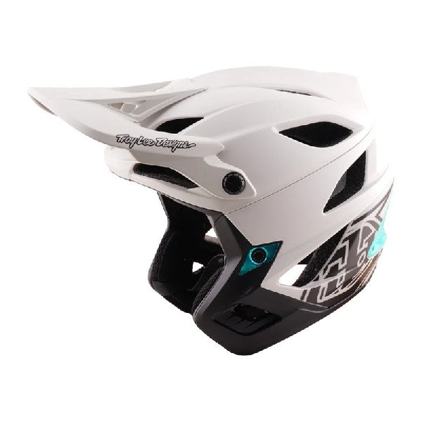 Casque Ouvert de Vélo Stage Drone Blanc/Turquoise, côté gauche