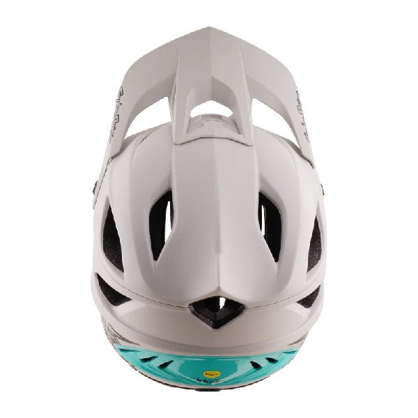 Casque Ouvert de Vélo Stage Drone Blanc/Turquoise, Dessus