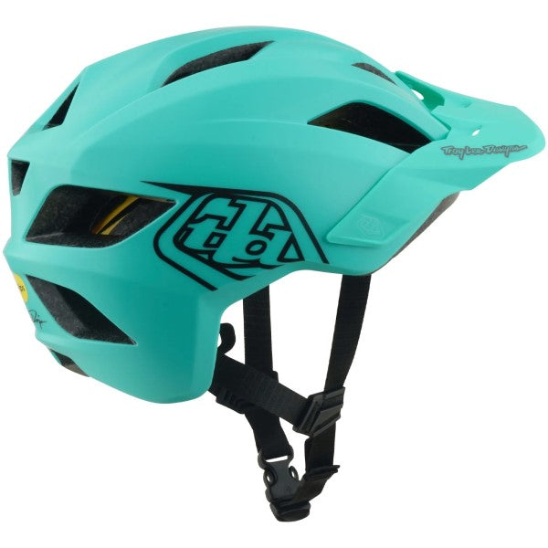 Casque Ouvert de Vélo Flowline Point MIPS Junior Turquoise incliné de dos à gauche