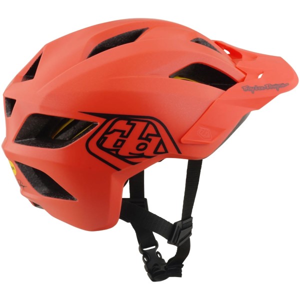 Casque Ouvert de Vélo Flowline Point MIPS Junior Corail incliné de dos à gauche