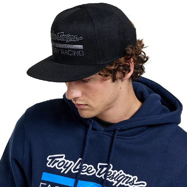 Casquette à Visière Plate Snapback Factory Racing Noir/Gris, de côté