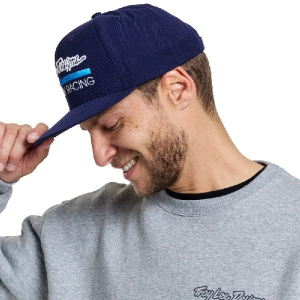 Casquette à Visière Plate Snapback Factory Racing Bleu, de côté