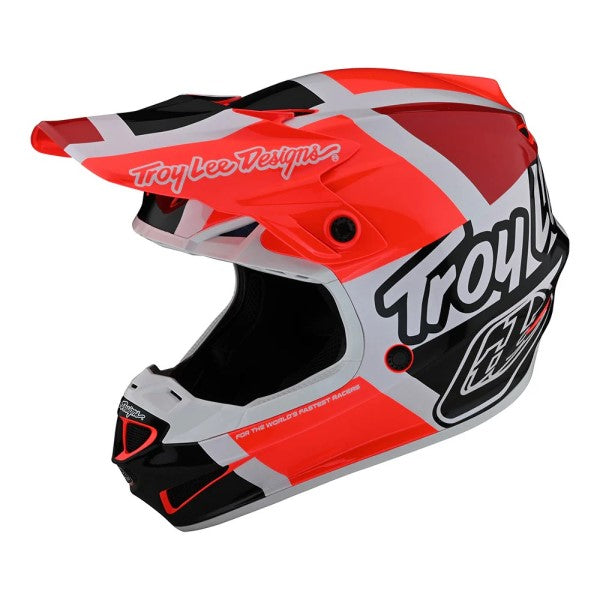 Casque de Motocross SE4 Polyacrylite Quattro Junior Rouge/Multicolore incliné de droite