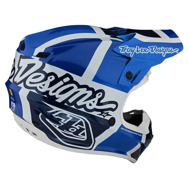 Casque de Motocross SE4 Polyacrylite Quattro Junior Bleu incliné de dos