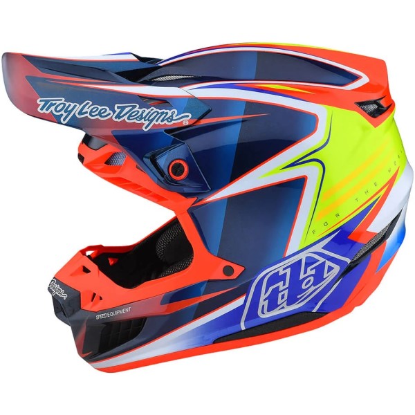 Casque de Motocross SE5 Carbon Lines Troy Lee Designs Bleu/Multicolore de droite