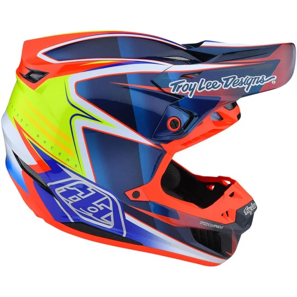 Casque de Motocross SE5 Carbon Lines Troy Lee Designs Bleu/Multicolore de gauche