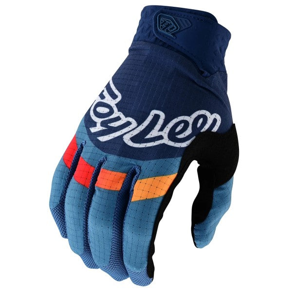 Gants de Motocross Air Glove Pinned, Noir et bleu, le côté face