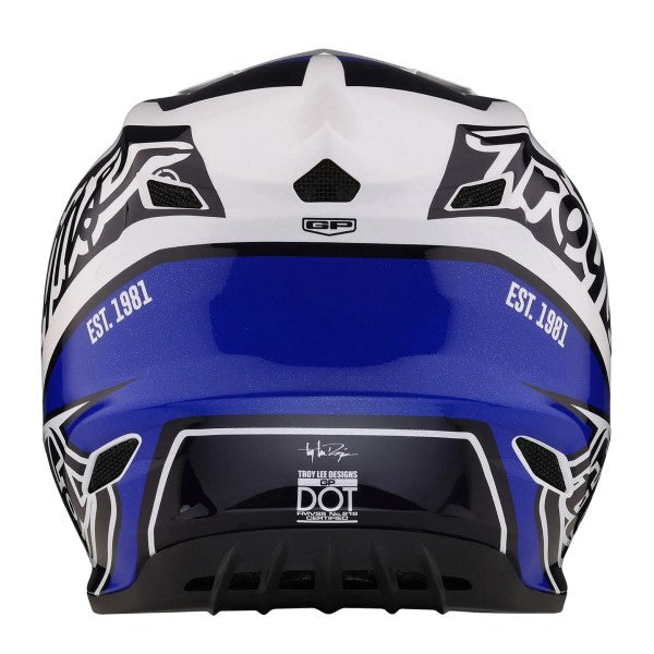 Casque de Motocross GP Slice Blanc/Bleu de dos