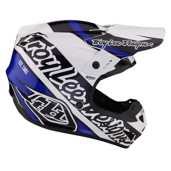 Casque de Motocross GP Slice Blanc/Bleu de gauche