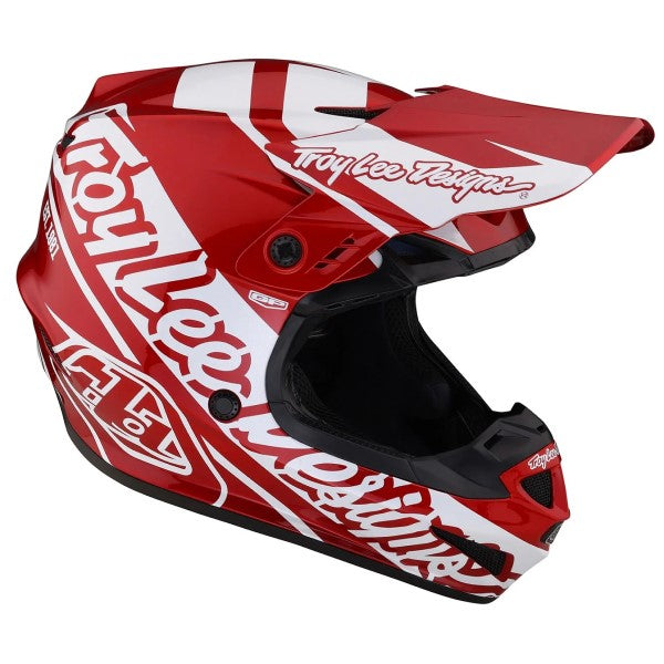 Casque de Motocross GP Helmet Slice Blanc/Rouge incliné de gauche