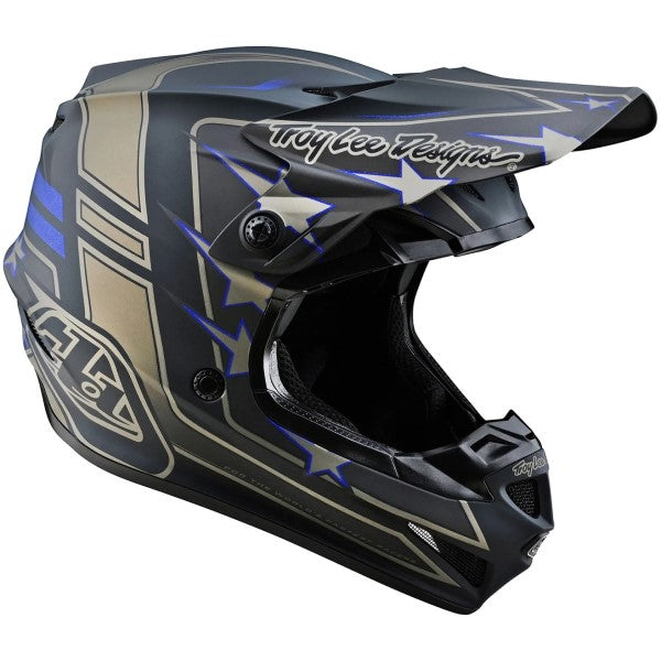 Casque de Motocross SE4 Polyacrylite Flagstaff Mips Noir/Or face de gauche