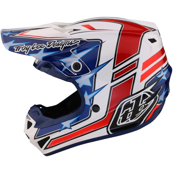 Casque de Motocross SE4 Polyacrylite Flagstaff Mips Bleu/Blanc/Rouge de droite