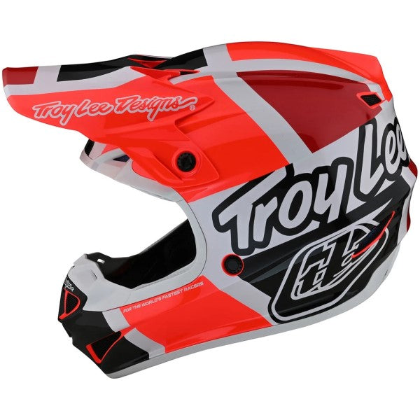 Casque de Motocross SE4 Polyacrylite Quattro Troy Lee Designs Rouge/Gris de droite