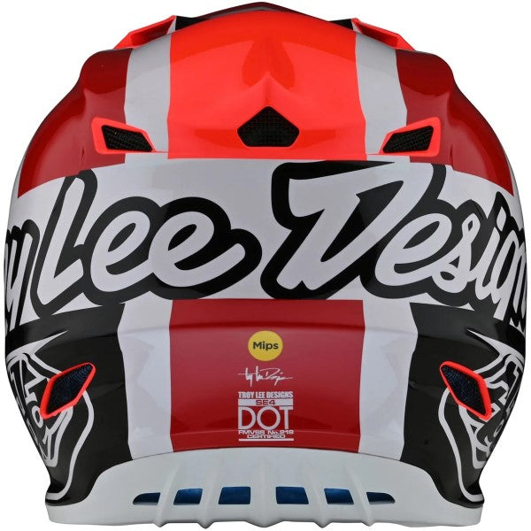 Casque de Motocross SE4 Polyacrylite Quattro Troy Lee Designs Rouge/Gris de dos