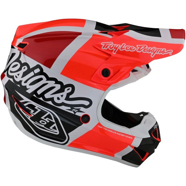 Casque de Motocross SE4 Polyacrylite Quattro Troy Lee Designs Rouge/Gris de gauche