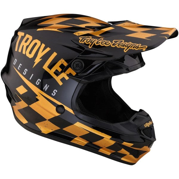 Casque de Motocross SE4 Polyacrylite Race Shop Noir/Or incliné de gauche