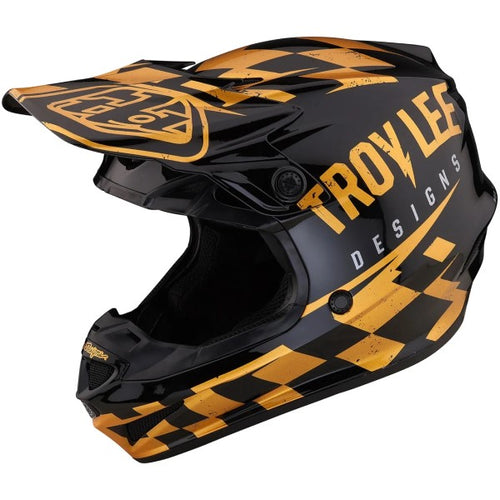 Casque de Motocross SE4 Polyacrylite Race Shop Noir/Or incliné de droite