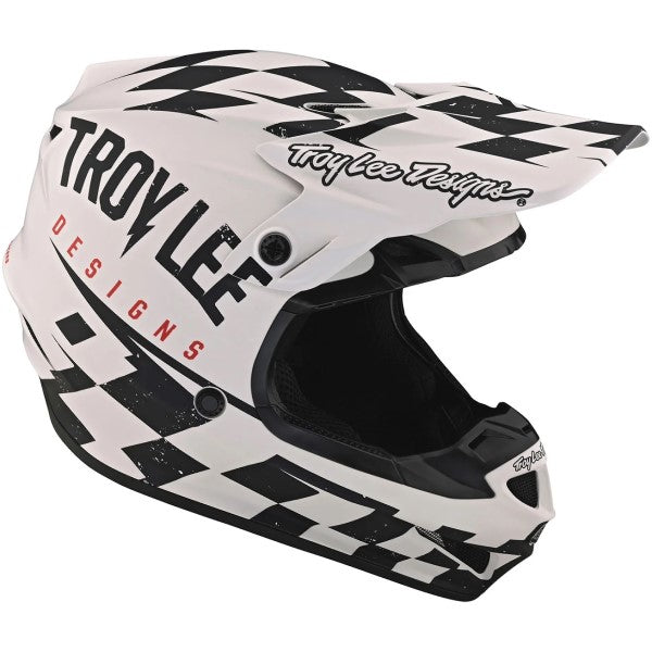 Casque de Motocross SE4 Polyacrylite Race Shop Blanc/Noir incliné de gauche