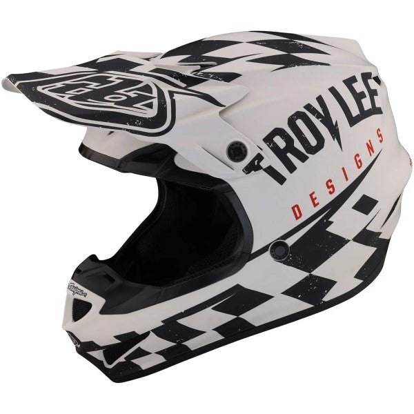 Casque de Motocross SE4 Polyacrylite Race Shop Blanc/Noir incliné de droite