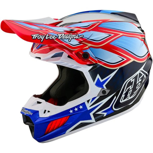 Casque de Motocross SE5 Carbon Wings Bleu/Multicolore incliné de droite