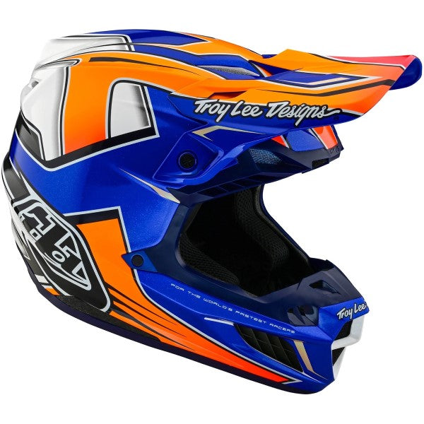 Casque de Motocross SE5 Composite Ever Bleu/Orange incliné de gauche