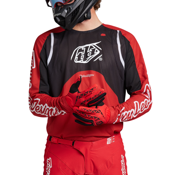 Chandail de Motocross TLD SE Pro Air Pinned Rouge Gants