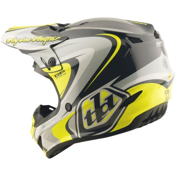 Casque de Motocross GP Pro Crossover MIPS Gris/Jaune incliné de  dos à droite