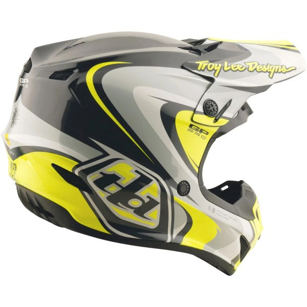 Casque de Motocross GP Pro Crossover MIPS Gris/Jaune incliné de dos