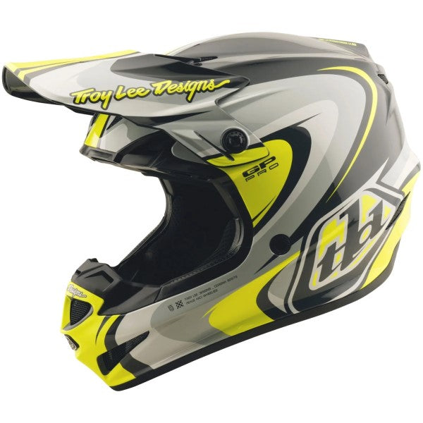Casque de Motocross GP Pro Crossover MIPS Gris/Jaune incliné de face