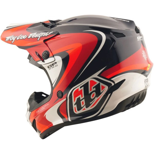 Casque de Motocross GP Pro Crossover MIPS Gris/Rouge incliné de dos à droite