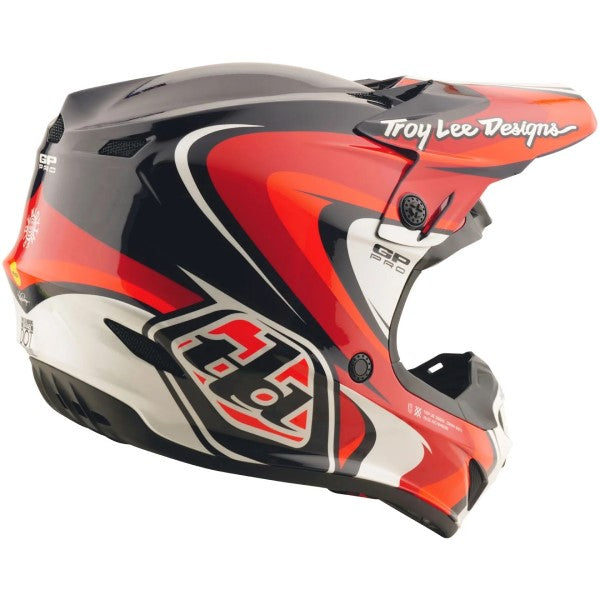 Casque de Motocross GP Pro Crossover MIPS Gris/Rouge incliné de dos