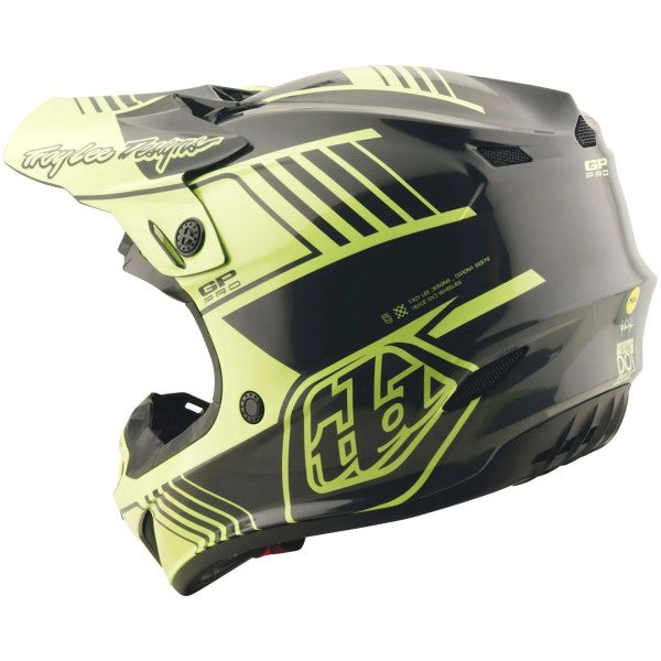 Casque de Motocross GP Pro Segment MIPS Haute-Visibilité/Noir incliné de dos à droite